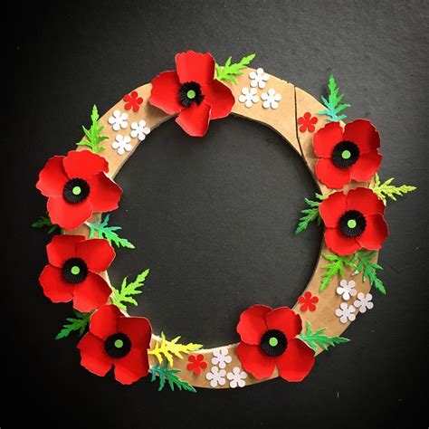 ANZAC paper poppy flower wreath - The Paper Heart | Poppy craft for ...