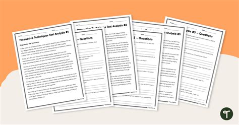 Analyzing Persuasive Techniques Worksheets | Teach Starter