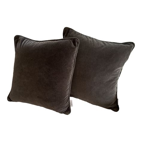 Rich Graphite Velvet Calvin Klein Feather-Filled Throw Pillows – a Pair | Chairish