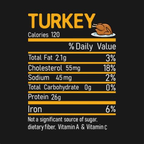 Turkey Nutrition Facts Funny Thanksgiving Christmas food T-Shirt ...