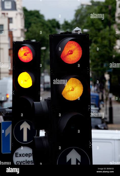 Traffic light and traffic signals, London, England Stock Photo - Alamy