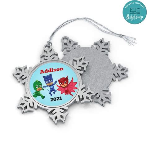 Pj Mask Pewter Snowflake Plastic Ornament Gift | Createpartylabels