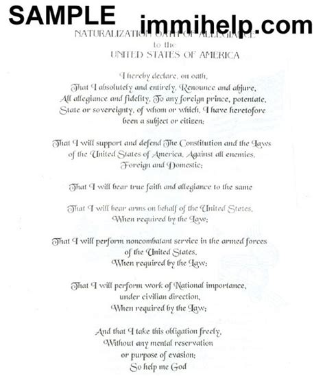 Sample Oath of Allegiance for Naturalization - Immihelp