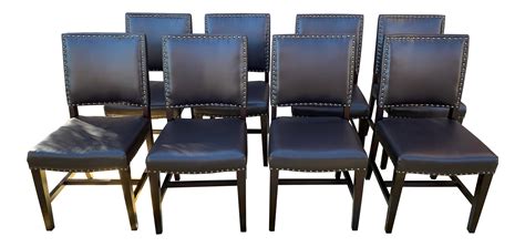 Set of 8 Dining Chairs Leather With Nailhead Trim | Dining chairs, Dining chair set, Leather ...