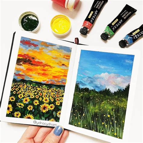 Springtime Gouache Landscapes | Nature art painting, Painting art ...