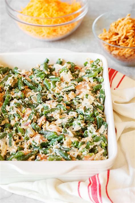 Cheesy Green Bean Casserole with Bacon - Handle the Heat