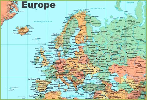 Map of Europe with cities - Ontheworldmap.com