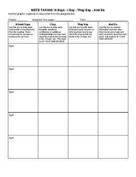 Nonfiction Note Taking Graphic Organizer - FerisGraphics