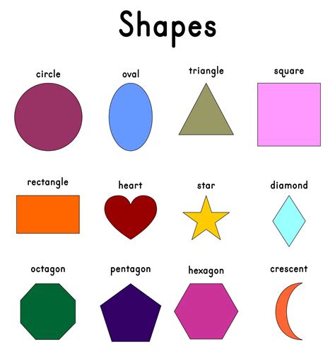 Free Printable Shapes Chart Preschool Charts, Shapes Worksheet Kindergarten, Preschool Colors ...