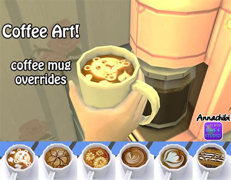 annachibisims: “ Coffee Art! 6 different coffee mug overrides: bear, flower1, flower2, heart1 ...