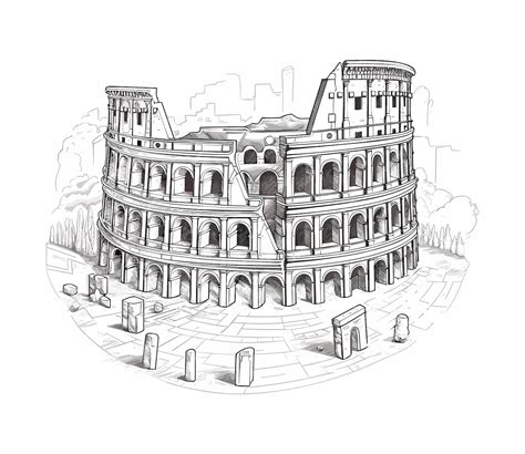 Premium Vector | Colosseum Black and white illustration of colosseum