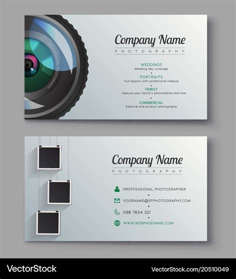 Photographer business card template design Vector Image