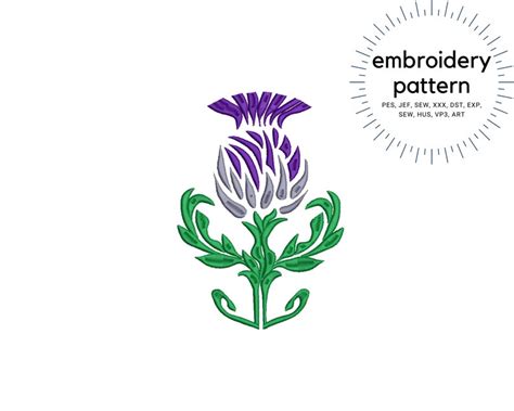 Thistle Embroidery Design Scottish Thistle Purple Flower - Etsy