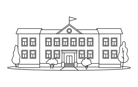 School Building Clipart Black And White