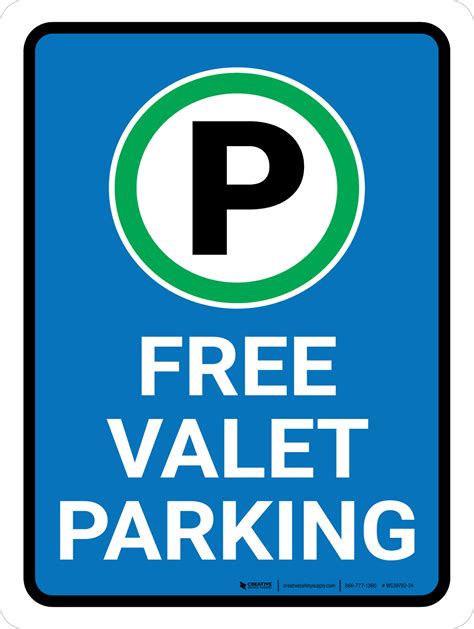 Free Valet Parking with Icon Portrait - Wall Sign | Creative Safety Supply