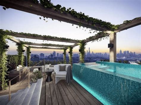 Terrasse Design, Diy Terrasse, Roof Terrace Design, Rooftop Design, Garden Pool, Backyard Pool ...