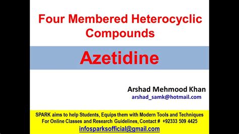 azetidine || Preparation, structure and reactions of azetidine - YouTube