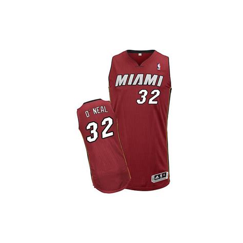 Men's Miami Heat Shaquille O'Neal Authentic Red Alternate Adidas Jersey