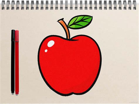 Apple Drawing » How to draw an Apple Step by Step