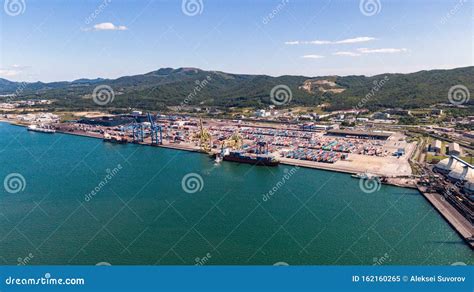 Nakhodka, Russia-August 2019: Container Terminals in Nakhodka Port. Port Nakhodka in Russia ...