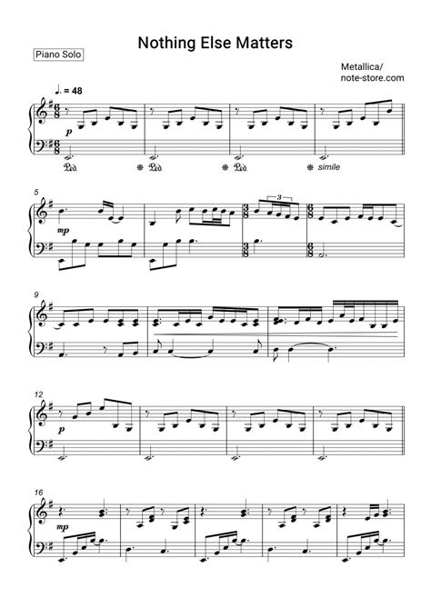 Nothing Else Matters piano sheet music Metallica in Note-Store.com | Piano.Solo SKU PSO0007655 ...