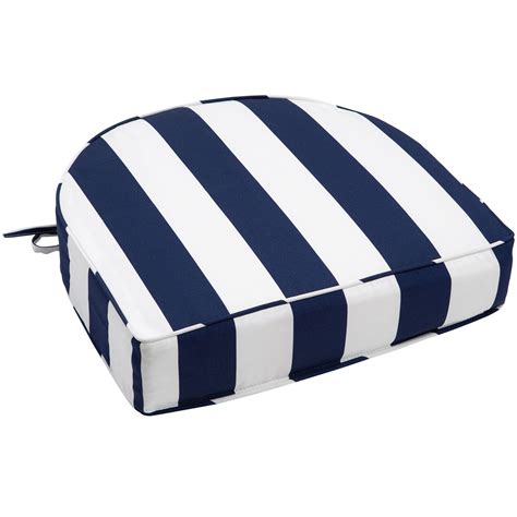 Navy Striped Curved-Back Seat Cushion | At Home