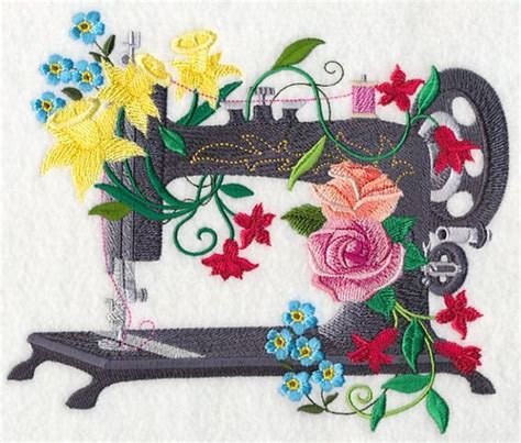 Sewing Machine Blooms design (L9673) from www.Emblibrary.com | Machine embroidery quilts ...