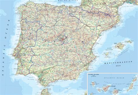 Detailed physical map of Spain. Spain detailed physical map | Vidiani ...