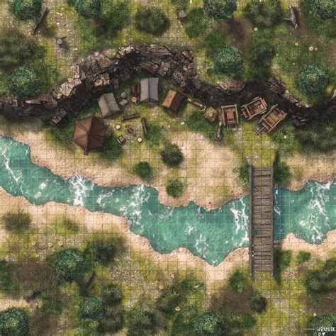 Riverside Caravan Camp - 36 x 36 - Battlemap : battlemaps | Dungeon ...