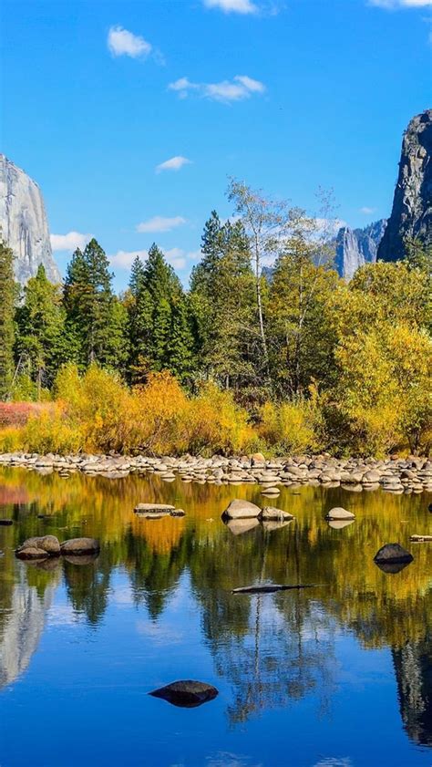 Yosemite National Park Lake Rocks Mountains Autumnn Nature iPhone ...