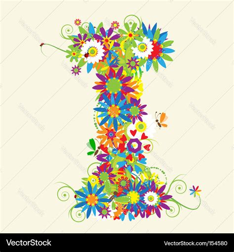 Letter i floral design Royalty Free Vector Image