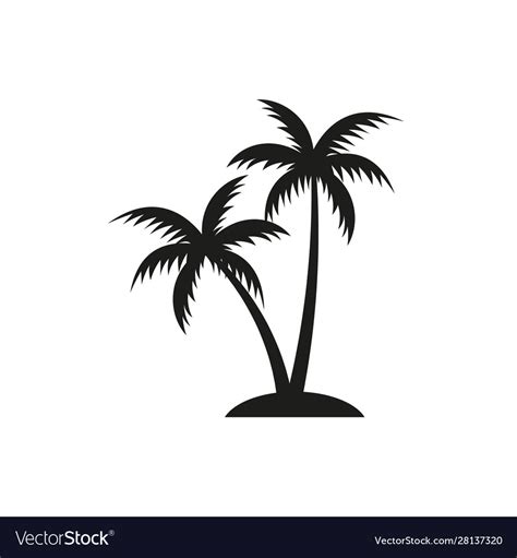 Black single palm tree silhouette icon Royalty Free Vector