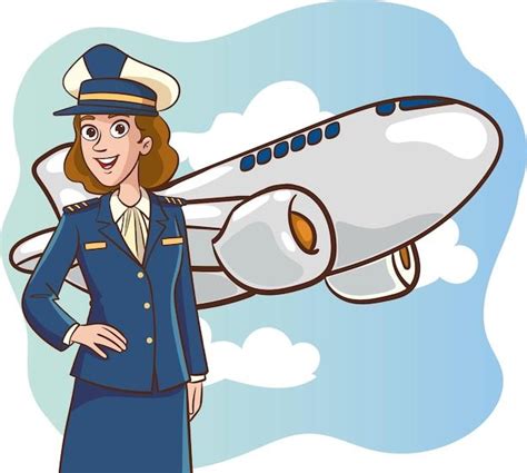 Premium Vector | Smiling young woman pilot Captain of passenger plane ...