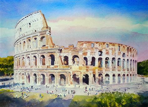 Colosseum Watercolor Painting