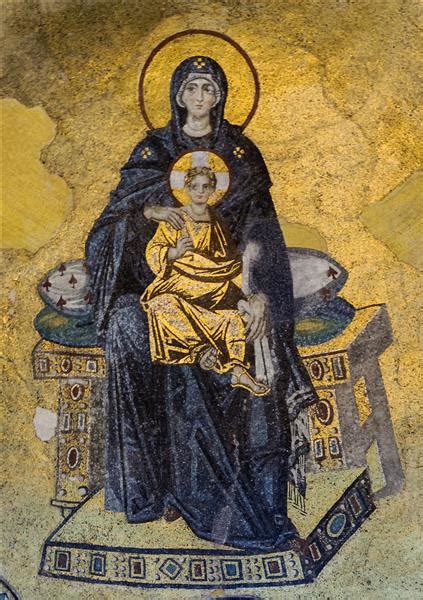 The Virgin and Child (theotokos) Mosaic, in the Apse of Hagia Sophia, c ...