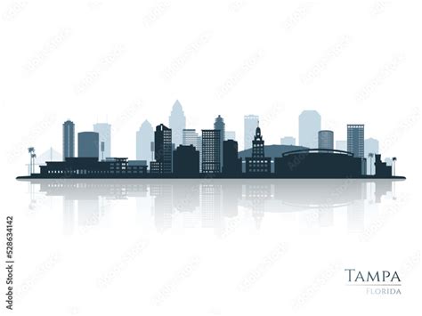 Tampa skyline silhouette with reflection. Landscape Tampa, Florida ...