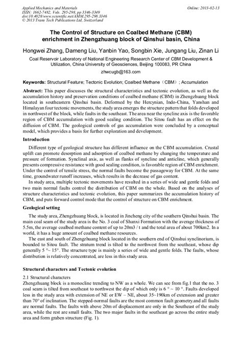 The Control of Structure on Coalbed Methane (CBM) Enrichment in Zhengzhuang Block of Qinshui ...