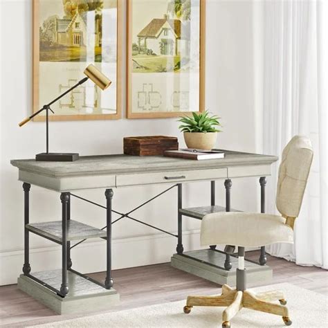 Kyler Solid Wood Desk | Solid wood desk, Wood desk, Open shelving