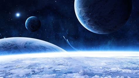 Blue Planets In The Space [1920x1080] Fond D'écran Wallpaper, Fond Ecran Hd, Autre Monde, Belles ...