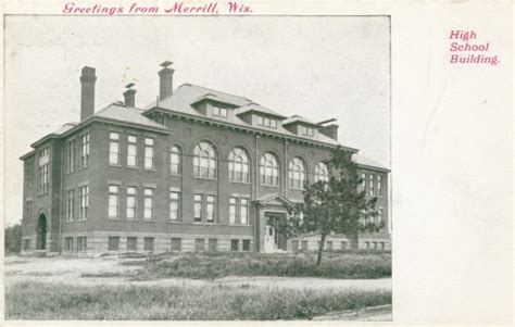 High School Building | Postcard | Wisconsin Historical Society