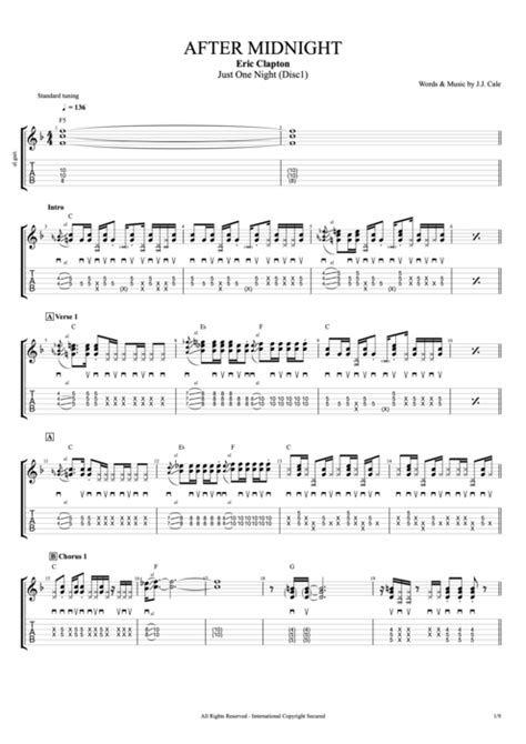 After Midnight (Live) Tab by Eric Clapton (Guitar Pro) - Full Score ...