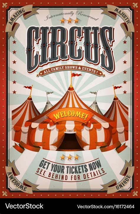 Vintage circus poster with big top Royalty Free Vector Image