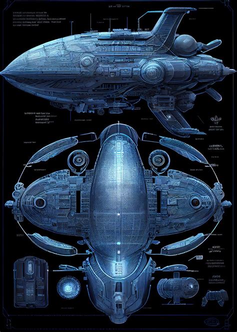 'Alien spaceship blueprint' Poster by Bofferding | Displate