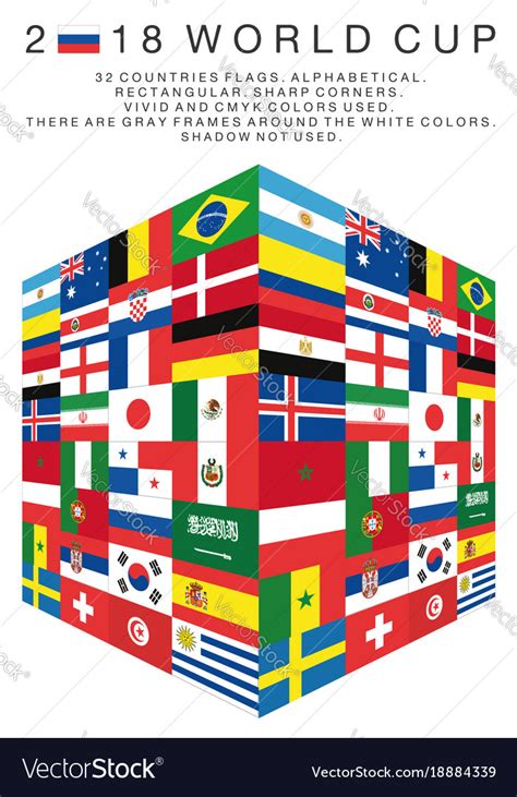 Rectangular flags of 2018 world cup countries Vector Image