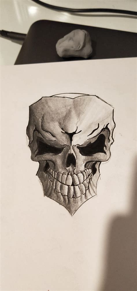 Drew a skull from my imagination, trying to improve on shading : r/learntodraw