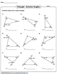 Interior And Exterior Angles Of Triangles Worksheet With Answers Pdf ...