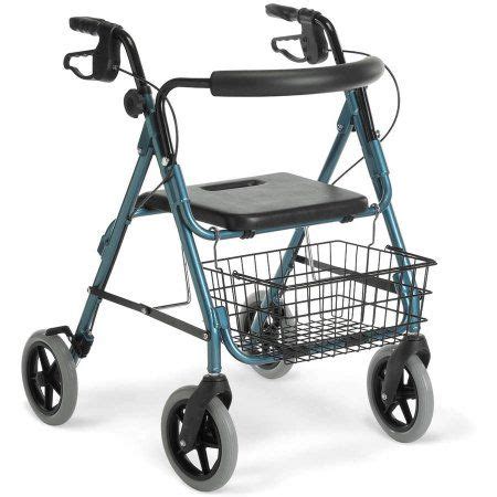 Medline Guardian Deluxe Rollator, Folding Rolling Walker, 8" Wheels, 300lb Weight Capacity, Blue ...