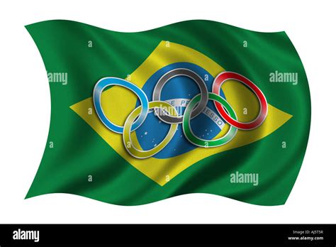 Flag of Brazil with olympic symbol Stock Photo - Alamy