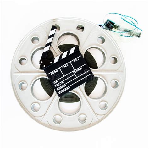Movie Clapper Board On Vintage Big 35mm Film Reel Stock Image - Image of 35mm, picture: 54602263