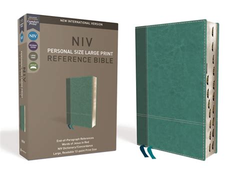 NIV, Personal Size Reference Bible, Large Print, Leathersoft, Teal, Red ...